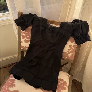Reformation Mini Black Puff Sleeve Dress